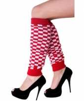 Rood wit geblokte beenwarmers voor dames